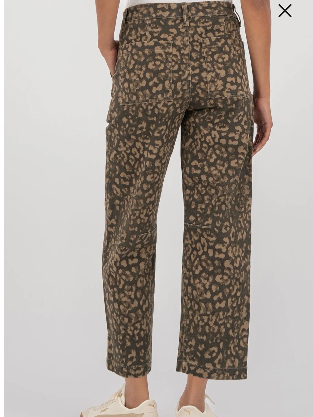 KUT Ashton Leopard Cheetah Print High Waist Crop Barrel Utility Jeans sz 8 - Picture 2 of 12